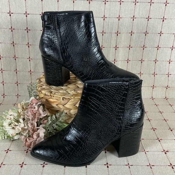 Steve Madden “Julianna” Black Croco Embossed Ankle Boots Size 10 Bootie - Picture 1 of 7